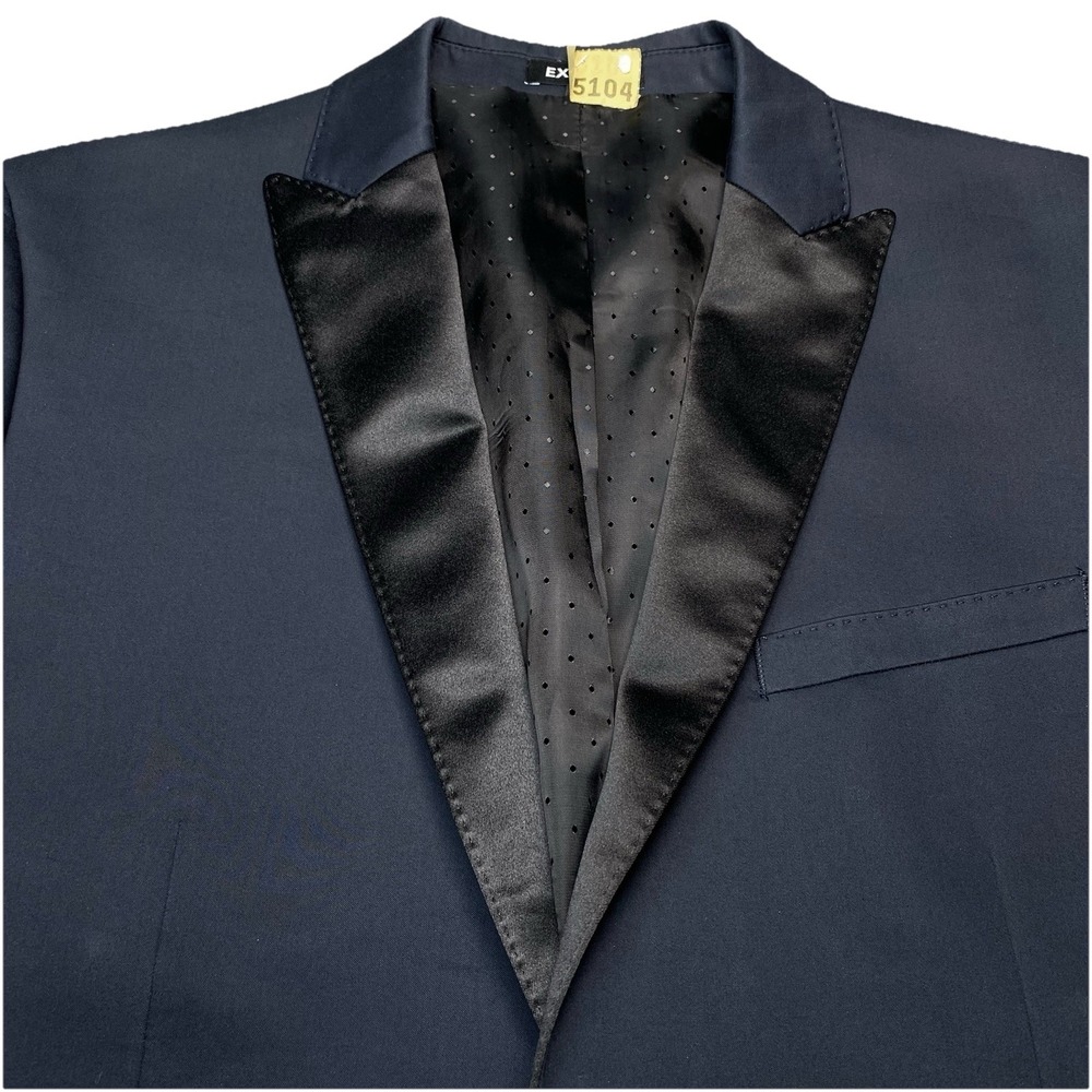 Express Tuxedo Jacket 38R 1B1V Slim Peak Lapel Midnight Navy Prom Cotton Blend